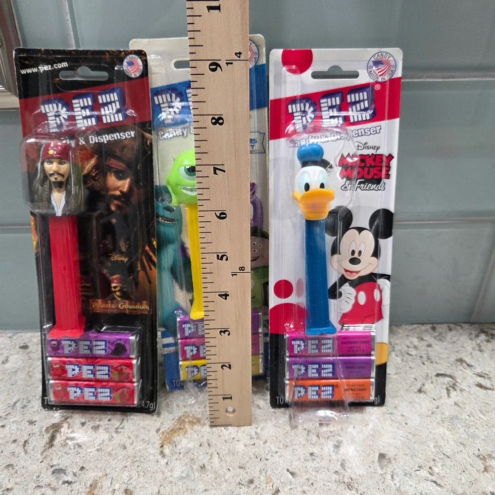 3 Disney PEZ‎ Candy Dispensers Jack Sparrow Mike Wazowski Donald Duck New Sealed - Picture 6 of 7